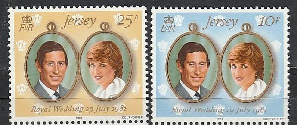 Остров Джерси 1981 год. Свадьба принца Чарльза и принцессы Дианы. 2 марки.